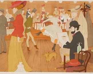 1206
Philippe Henri Noyer
1917-1985
"Moulin Rouge"
Lithograph in colors on paper
Edition: 288/325
Signed and numbered in pencil in the lower margin: P.H. Noyer
Image: 23.25" H x 32" W; Sheet: 24.25" H x 32.25" W
Estimate: $300 - $500