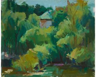 1087
Sergei Bongart
1918-1985
House in a tree-filled landscape
Oil on canvas
Unsigned
20" H x 24" W
Estimate: $600 - $800