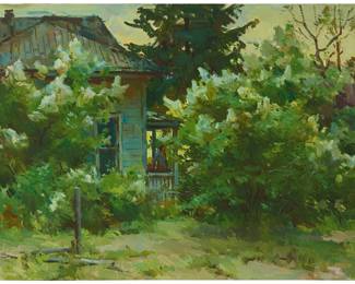 1088
Sergei Bongart
1918-1985
Figure on a porch
Oil on canvas
Unsigned
35.875" H x 47.875" W
Estimate: $700 - $900