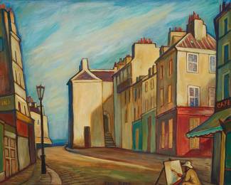 1189
Paul Mays
1887-1961
French street scene
Oil on Masonite
Signed at the center of the lower edge: Paul Mays
19.75" H x 24.875" W
Estimate: $300 - $500