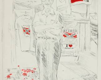 1170
Peter Richard Walker
b. 1946
"Study for Civil War Relics," 1984
Charcoal and red marker on paper
Signed, titled, dated, and inscribed in pencil, lower right: "Peter Walker / 84 / Scale 1" = 2.9" / 12/31/84"; with the artist's design notations in pencil, lower left and upper right
Sheet: 30.25" H x 22.25" W
Estimate: $300 - $500