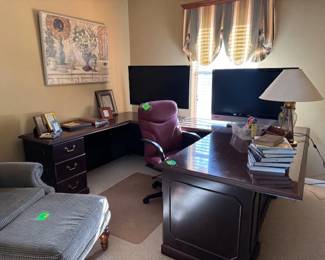 Office Furniture, Filing Cabinets, Books, Lamps, Frames, Office Chair, Comfy Chair with Ottoman and much more