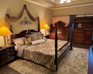 4 poster King 4 bed  and  2 bedside table dressers and Much more queen bed set AND GROW WITH ME -CRIB- ADULT BED SET