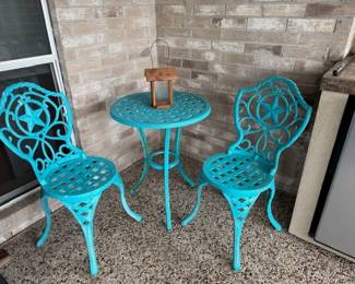 Powder Coated Bistro Set 2 chairs and small table