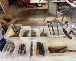 Tubs of Tools, drill bits, Wrenches all sizes ETC.