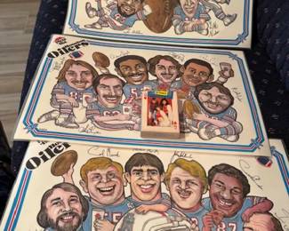 1981 Oilers Pizza Hut Placemats with Derrick Dolls Playing Cards