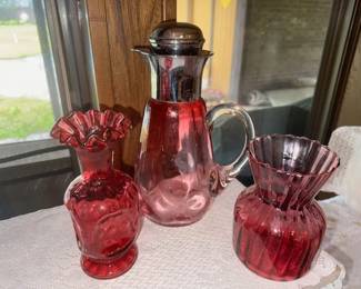 Antique  Fenton Glass and Pilgrim Glass and Cranberry Glass