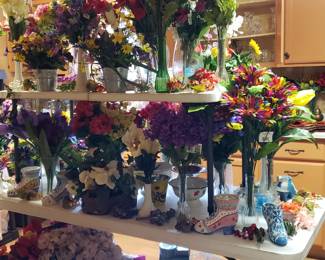 Silk flowers and crafting supplies