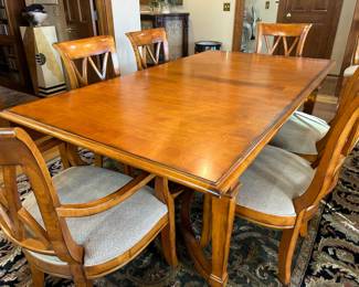Century Table with 8 Chairs (2 leaves and protector top)