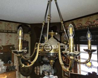 Antique brass chandelier