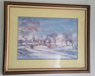 FRAMED SIGNED PRINT J.R. HAMMIL PLAZA BRIDGE ....OUR PRICE $40.....Similar sells on ebay $75 TO 85