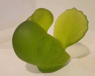 WESTMORELAND, "POUTING PIGEON" FIGURINE, Frosted Green Glass, 3.5" VINTAGE.....listed on ebay $24.99 ......OUR PRICE $10