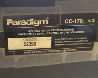 Pair of 2 Paradigm Reference Studio/100v2 Speakers (Laminate: Rosenut)
Paradigm Reference Studio/CCv2 Center Speaker (Black)