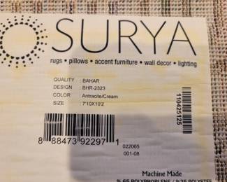 SURYA BHR-2323 7'10"X10'2" RUG LIKE NEW BOUGHT BUT DID NOT FIT APARTMENT NEW PRICE $199.....OUR PRICE $75