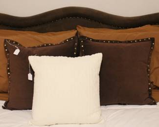 Brown micro suede queen size headboard.