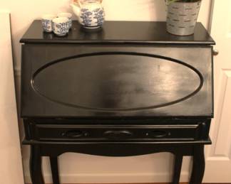 Black dropdown desk/cabinet. 17"d x 32" w x 42"h