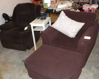 Club chair, ottoman and recliner.