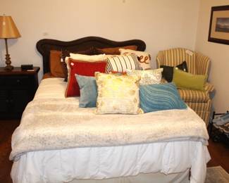 Bedroom furniture, decorator pillows.