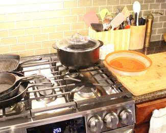 Iron skillets and lots more kitchen items.