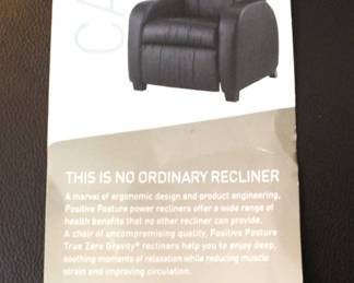 BUY IT NOW! $600.00.  Positive Posture True Zero Gravity Power Recliner.