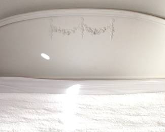 BUY IT NOW! $195.00 Antique white full size bed.  Includes Serta (Maple Grove) mattress and box spring.  With headboard 56"w x 46"h.  Footboard is 56"w x 28"h.