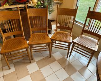 Lot (10-B) Dining Chairs with Carved Back and Leather Nailhead Seats - There are 6 of these chairs available