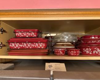 QVC temptations Cranberry Floral Lace servingware