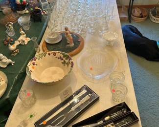 Glassware, serving dishes, and utensils