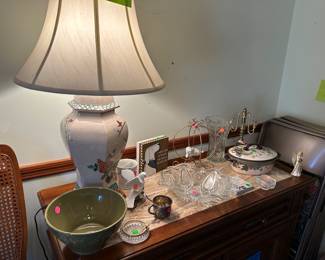 Glassware, bowls, and lamps