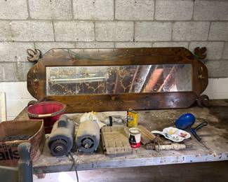 Vintage Mirror and assorted tools/motors