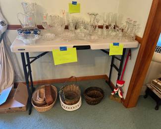 Baskets and glassware