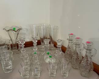 Oil & Vinegar containers, glasses, and dishes