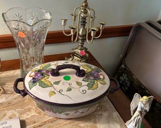 Serving bowl and candle holders