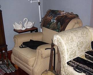 Chair, floor lamp