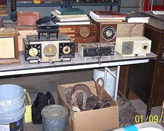 Old radios and phonograph case only