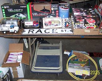 RC controlled boats, toy trucks, Nascar