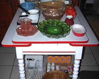 Red and white kitchen table