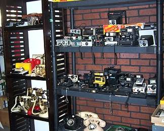 Old cameras, telephones, banks