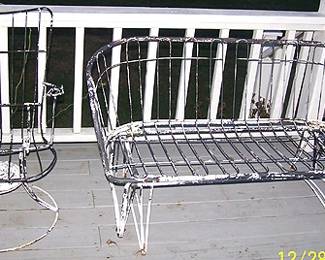 Metal loveseat and chair
