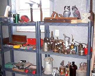 Old oil cans, lanterns, tools, etc...