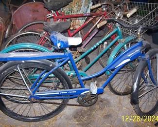 Old bicycles including girls Western Flyer And Columbia 
