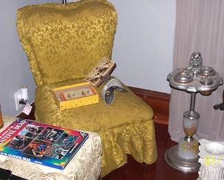 Upholstered chair, smoking stand