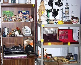 Shelves, Flatware, books