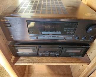 Onkyo FM Stereo Receiver TX-82.  Onkyo Stereo Cassette Tape Deck TA-RW244.