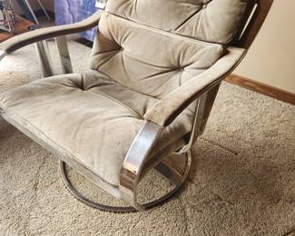 Vintage Suede Upholstery Lounge Chairs - Mid-Century Modern. 