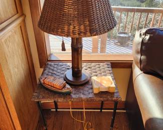 Rattan Table with Rattan Shade Lamp