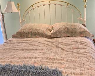 Vintage queen size wrought iron and brass headboard 