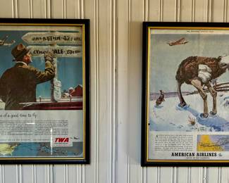 Very cool vintage TWA framed prints 