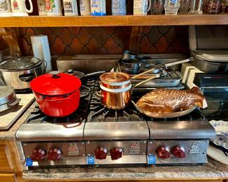 Brass cookware & Wolf stovetop 