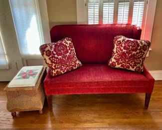 Pretty Red Settee & Pillows